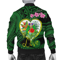 American Samoa Men's Bomber Jacket - The Love Of Blue Crowned Lory - Polynesian Pride