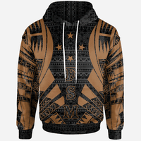 Federated States of Micronesia All Over Hoodie Brown Tattoo Style Unisex Brown - Polynesian Pride