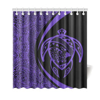 Hawaii Turtle Map Polynesian Shower Curtain - Purple - Circle Style - Polynesian Pride