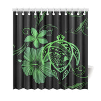 Hawaii Turtle Hibiscus Plumeria Shower Curtain - Green - Polynesian Pride
