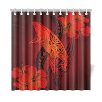 Hawaii Whale Swim Poly Shower Curtain - Red 177 x 172 (cm) Red - Polynesian Pride