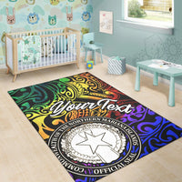 Northern Mariana Islands Custom Personalised Area Rug - Rainbow Polynesian Pattern - Polynesian Pride