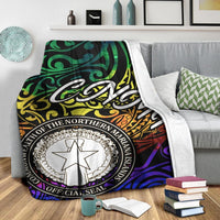Northern Mariana Islands Premium Blanket - Rainbow Polynesian Pattern - Polynesian Pride