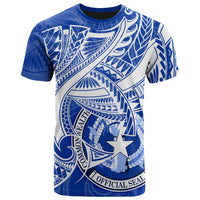 Northern Mariana Islands T Shirt Seal CNMI With Curve Patterns Unisex Blue - Polynesian Pride