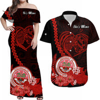 Custom Valentine Federated States of Micronesia Matching Hawaiian Shirt and Dress Heart Love Tropical Flowers Red LT14 Red - Polynesian Pride