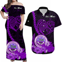 Custom Valentine Federated States of Micronesia Matching Hawaiian Shirt and Dress Heart Love Tropical Flowers Purple LT14 Purple - Polynesian Pride