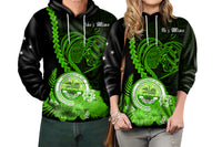 Custom FSM Valentine Couple Hoodie Heart Love Tropical Flowers Green LT14 - Polynesian Pride