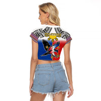 Philippines Raglan Cropped T Shirt Polynesian Filipino Pattern With Eagle LT14 - Polynesian Pride
