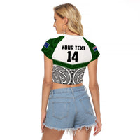 (Custom Text And Number) New Zealand Silver Fern Rugby Raglan Cropped T Shirt Maori Pacific LT14 - Polynesian Pride