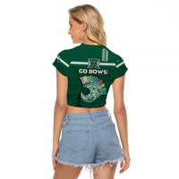Hawaii Football Raglan Cropped T Shirt Kakau Rainbow Warriors Helmet Go Bows LT14 - Polynesian Pride