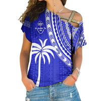 Fiji Rugby Sevens Cross Shoulder Shirt Fijian 7s Tapa Polynesian Blue Ver.02 LT13 Female Blue - Polynesian Pride