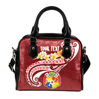 Tonga Personalised Shoulder Handbag - Tonga Coat Of Arms With Polynesian Patterns - Polynesian Pride