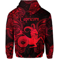 Capricorn Zodiac Polynesian Zip Hoodie Unique Style Red LT8 - Polynesian Pride
