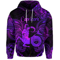 Capricorn Zodiac Polynesian Zip Hoodie Unique Style Purple LT8 - Polynesian Pride