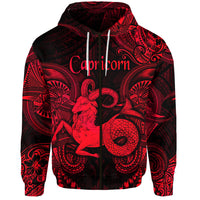 Capricorn Zodiac Polynesian Zip Hoodie Unique Style Red LT8 - Polynesian Pride