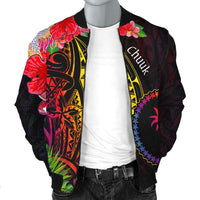 Chuuk State Men's Bomber Jacket - Tropical Hippie Style - Polynesian Pride