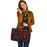 Chuuk State Leather Tote - Red Color Cross Style - Polynesian Pride