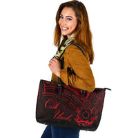 Cook Islands Leather Tote - Red Color Cross Style - Polynesian Pride