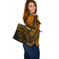 Cook Islands Leather Tote - Gold Color Cross Style - Polynesian Pride