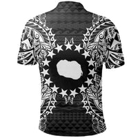 Cook Islands Polo Shirt Kuki Airani Flag Map Polynesian Tattoo Black - Polynesian Pride