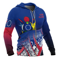 Cook Islands Coat of Arms Zip up Hoodie Polynesian Pattern - Polynesian Pride