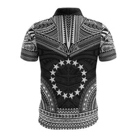 Cook Islands Polo Shirt Kuki Airani Flag Polynesian Chief Tattoo Black Version - Polynesian Pride