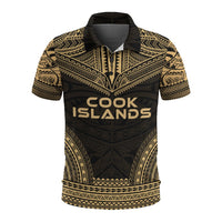 Cook Islands Polo Shirt Kuki Airani Flag Polynesian Chief Tattoo Gold Version Unisex Gold - Polynesian Pride