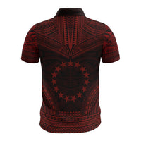 Cook Islands Polo Shirt Kuki Airani Flag Polynesian Chief Tattoo Red Version - Polynesian Pride