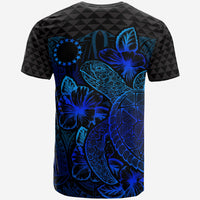 Cook Islands T Shirt Polynesian Flag Turtle Hibiscus Blue - Polynesian Pride