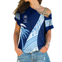 Personalised Fiji Sevens Cross Shoulder Shirt Kaiviti Kesakesa LT7 Female Blue - Polynesian Pride