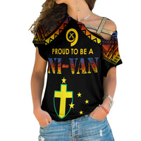 Vanuatu Proud To Be A Ni-Van - Polynesian Pattern Cross Shoulder Shirt - Tafea Province LT7 Female Black - Polynesian Pride