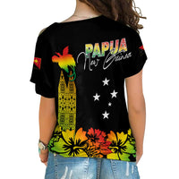 PNG Hibiscus Tribal Pattern Cross Shoulder Shirt Motuan Reggae Color LT7 - Polynesian Pride