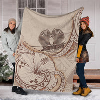 Papua New Guinea Premium Blanket - Hibiscus Flowers Vintage Style - Polynesian Pride