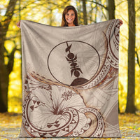 New Caledonia Premium Blanket - Hibiscus Flowers Vintage Style - Polynesian Pride