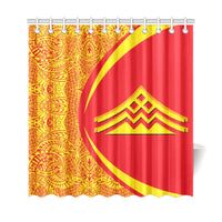 Hawaii Shower Curtain Mauna Kea Polynesian - Circle Style Red And Yellow - Polynesian Pride