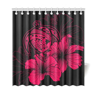 Hawaii Hibiscus Shower Curtain - Turtle Map - Calico Red - Polynesian Pride
