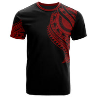 Federated States of Micronesia T Shirt FSM Tatau Red Patterns With Coat of Arms Unisex Black - Polynesian Pride