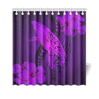Hawaii Whale Swim Poly Shower Curtain - Purple - Polynesian Pride