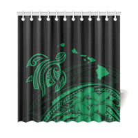 Hawaii Map Plumeria Polynesian Green Turtle Shower Curtain - Polynesian Pride