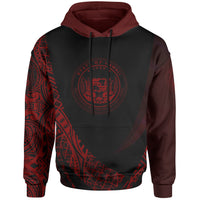 Hawaii Hoodie Red Polynesian Patterns Sport Style Unisex Black - Polynesian Pride