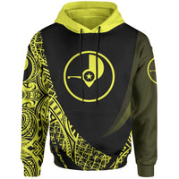 Yap State Hoodie Yellow Polynesian Patterns Sport Style Unisex Black - Polynesian Pride