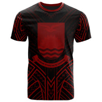Kiribati T Shirt Kiribati Seal Tribal Red Color Patterns Unisex Black - Polynesian Pride