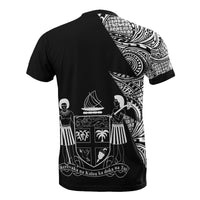 Fiji Custom T Shirt Polynesian Pattern White Style - Polynesian Pride