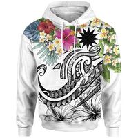 Nauru Polynesian Hoodie Summer Plumeria (White) Unisex White - Polynesian Pride