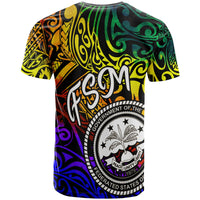 Federated States of Micronesia Custom T Shirt Rainbow Polynesian Pattern - Polynesian Pride