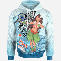Federated States of Micronesia Hoodie Polynesian Girls With Shark Unisex Blue - Polynesian Pride