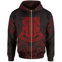 Tuvalu Zip Hoodie Tuvalu Seal Red Tribal Patterns Unisex White - Polynesian Pride