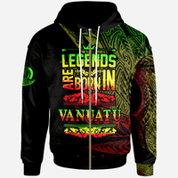 Vanuatu Zip Hoodie Legends Are Born In Reggae Color Unisex Reggae - Polynesian Pride