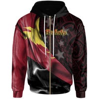 Papua New Guinea Zip Hoodie Bulolo PNG Flag of Silk Style Unisex Black - Polynesian Pride
