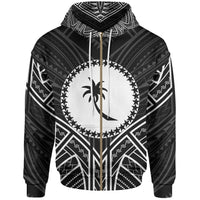 Chuuk State Zip Hoodie Chuuk State Seal Black Tribal Patterns Unisex Black - Polynesian Pride